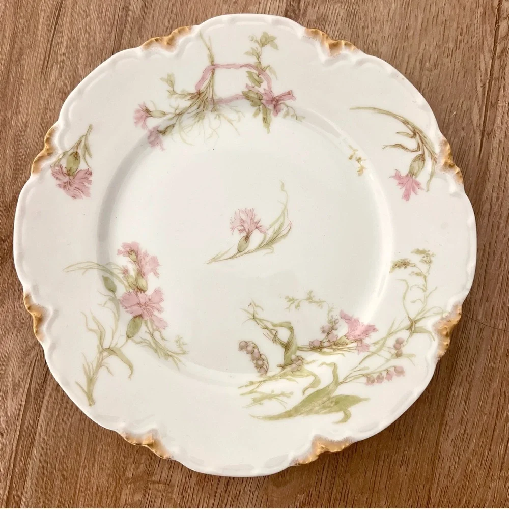1‎ Pc Théodore Haviland Limoges Schleiger Salad Plate Pink Flower 8 1/2” Vintage